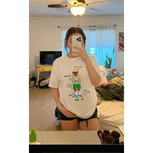 Zara x Wes Robinson Unisex T Shirt Size M White Colourful Painting Short Sleeve
